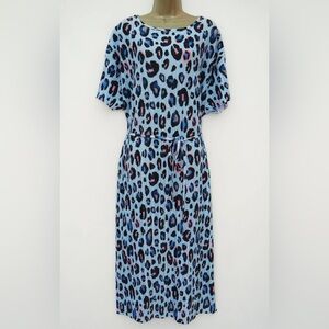River Island Blue and Pink Leopard Midi Dress
